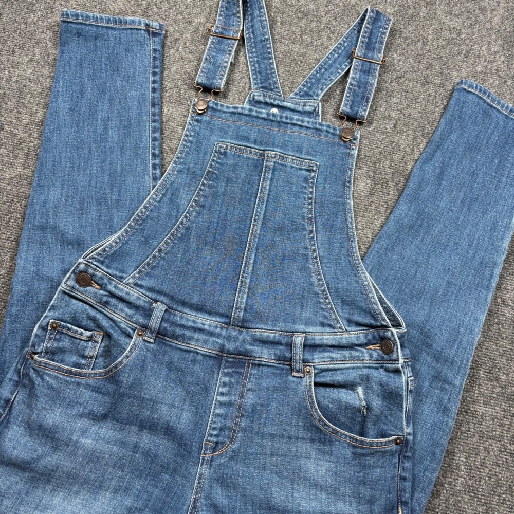 Soho New York & Company Overalls Women S Blue Denim Distressed Skinny